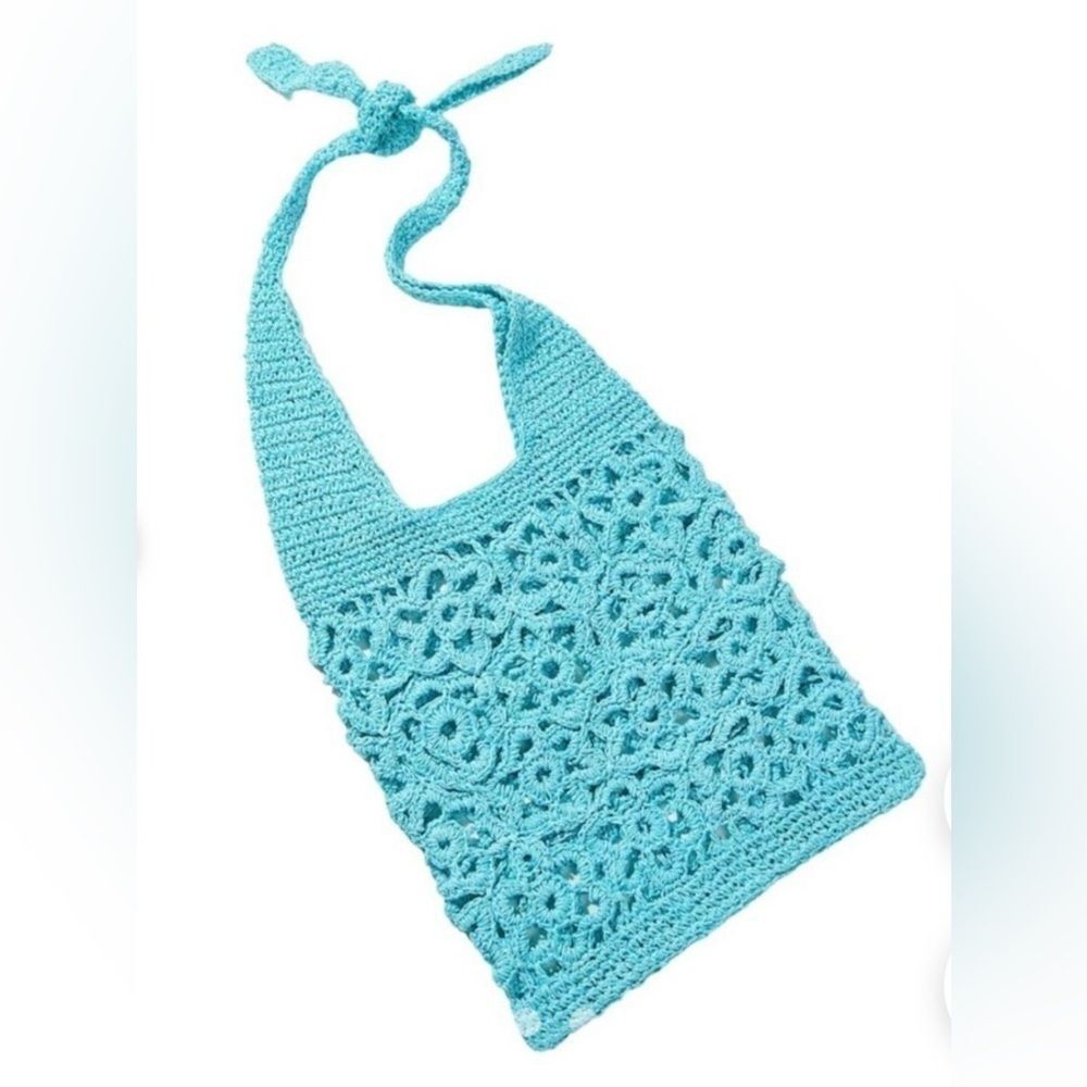Urban Outfitters Monaco Blue Raffia Hobo Beach Vacation Bohemian Style Bag
